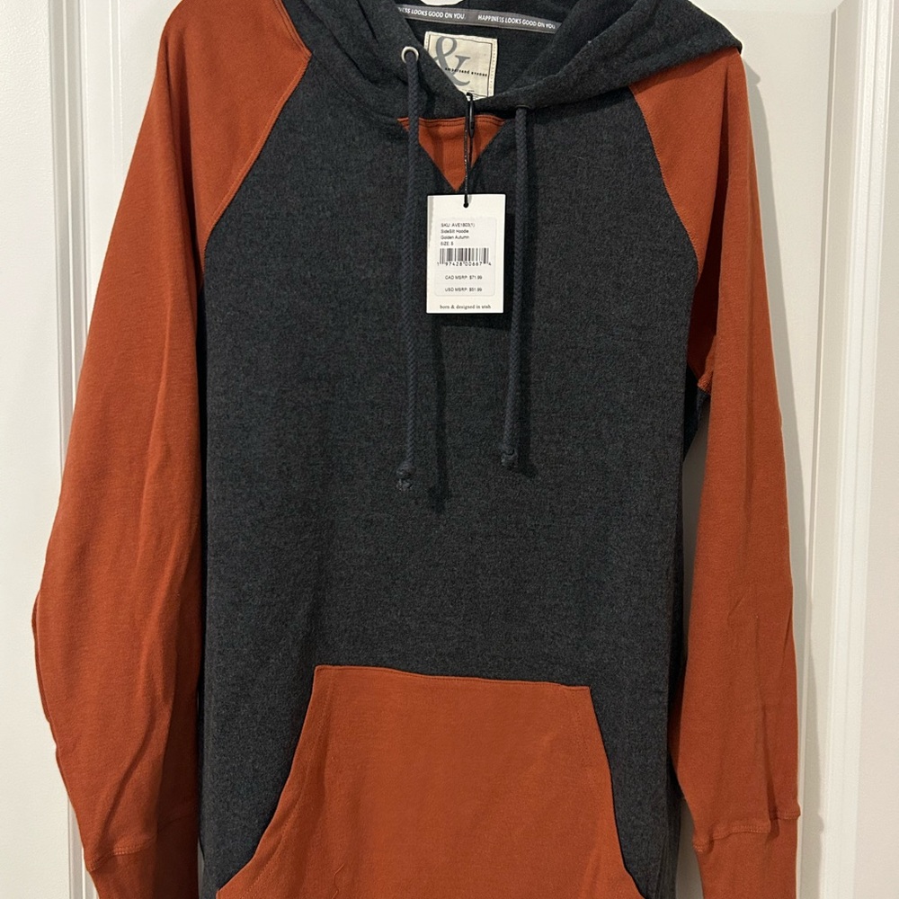 AMPERSAND AVE Gray and Orange Sweatshirt Hoodie